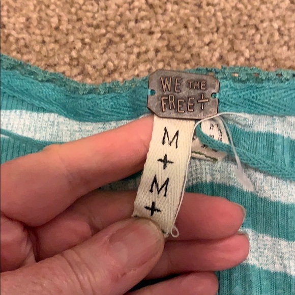 Free People teal striped button up shirt - Picture 3 of 4